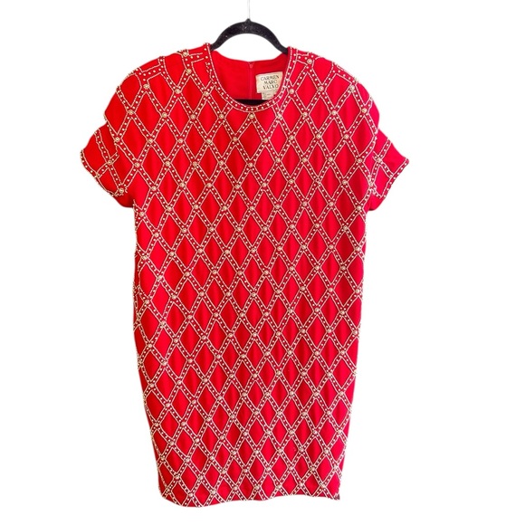 Carmen Marc Valvo Dresses & Skirts - Carmen Marc Valvo red wool with gold beading size 14